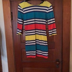 Multi color night stripe midi dress